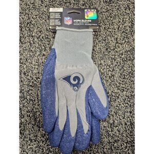 NFL Los Angeles Rams Work Gloves The Gripper One Size Fits Most Blue & Gray